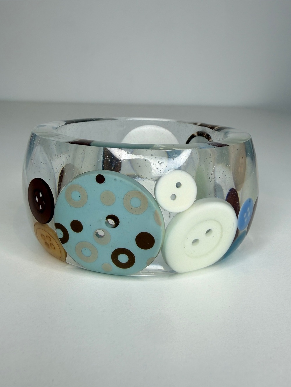 Blue, brown, and white button bangle